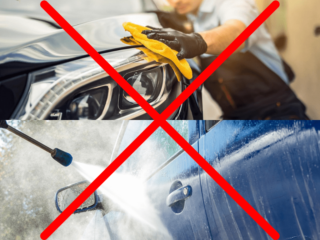 Hạn chế lau bằng khăn và xịt xe bằng vòi nước áp lực cao sau khi phủ bóng ceramic